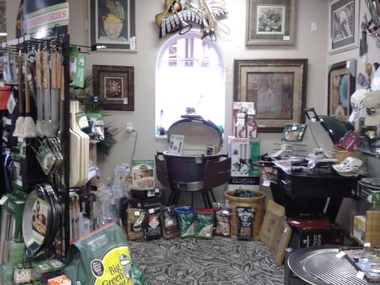 The Big Green Egg corner loaded w/ accessories