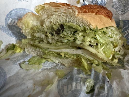 Classic Sub #6 veggie sub.