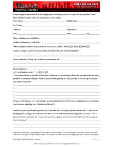 Los Angeles Resume Service Resume Form