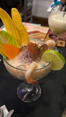 Ceviche tiger's milk.