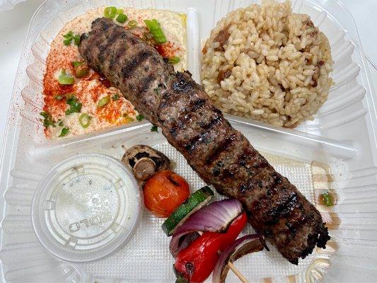 Kafta Kebab and Vegetable Kebab