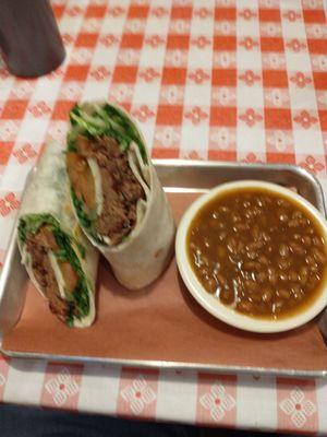 Brisket wrap and pit beans