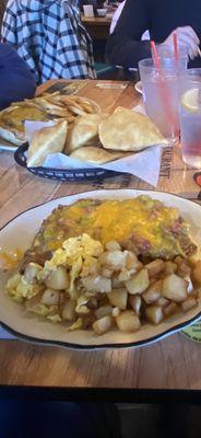 Chicken fried steak didn't need its own plate because I was able to fit what looks like 1 egg and some potatoes on it.