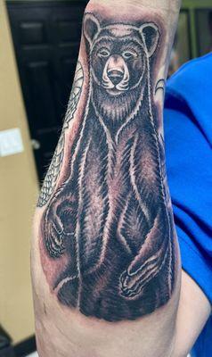 Bear tattoo by Brady Buckman