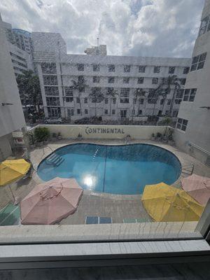 Pool view from our room; the windows were filthy