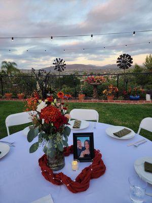 Tables, chairs and linens