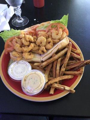 Shrimp Po Boy and fries.