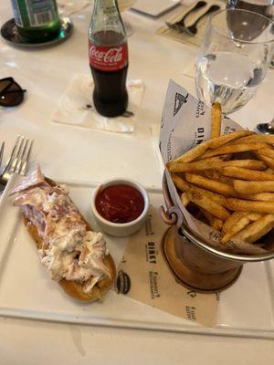 Lobster roll with old bay fries