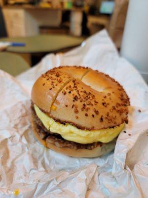 sausage egg and cheese bagel