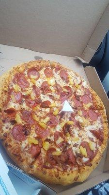 Pepperoni, pineapple, bacon!