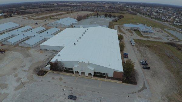 New TPO overlay on a commercial metal roof.