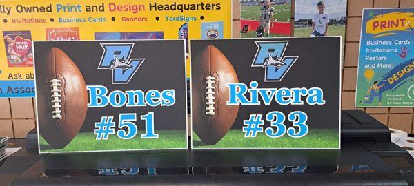 Let us print your sports players outdoor yard signs! We can custom design one for you!