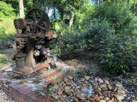 Old waterworks parts turned into a fountain.