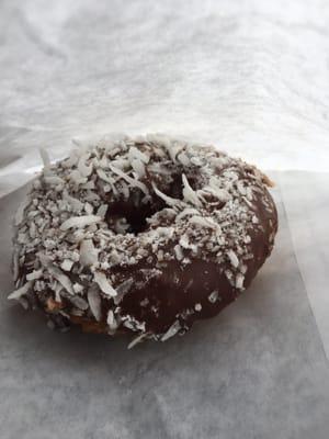 Coconut Chocolate Glazed Cake Donut.