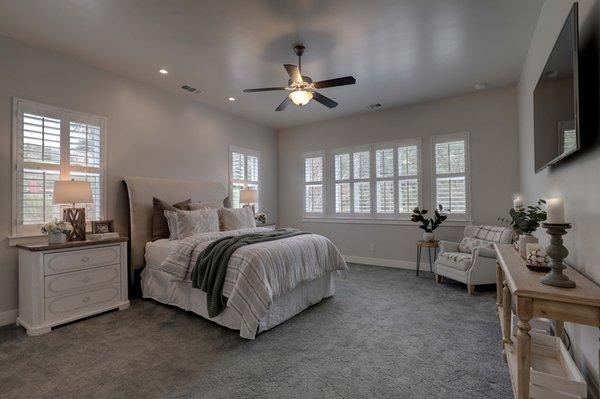 Grey Textured Carpet in a Bedroom