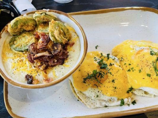 Classic Eggs Benedict with loaded grits