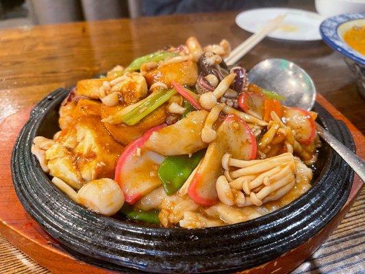 Seafood Egg Tofu On Sizzling Plate  This was so good with rice