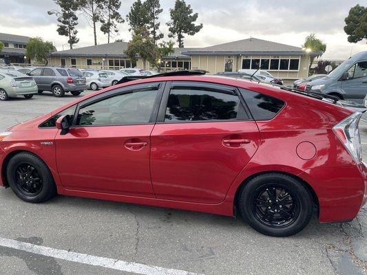 After Van and his crew installed TRD lowering springs and rear sway bar. Was also kind enough to install my window visors for me.