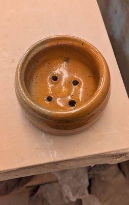 Pot made in muddy time class after glazing