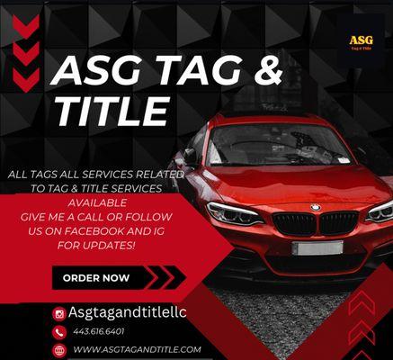 Follow us on Facebook and Instagram 
@asgtagandtitlellc