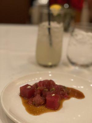 Ribbons and squares - ahi tuna, avocado, soy lime vinaigrette