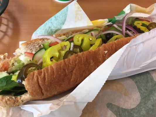 Stopped off in E Town and went to the local #subway....got this foot long loaded vegan smash up sandwich....so delicious!!!