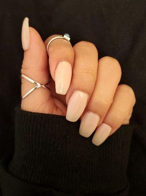 Light pink acrylic gel nails