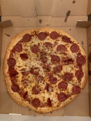 Large Pepperoni pizza