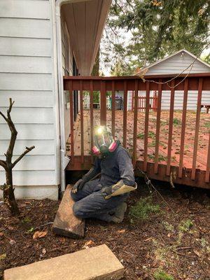 Chris ready to inspect the crawspace