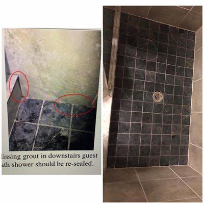 Shower re-grouting (inspection list)