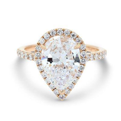 Pear Diamond Engagement Ring in Rose Gold