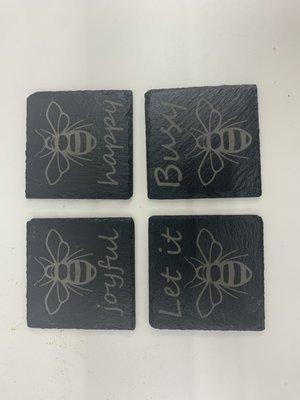 Etched slate coasters