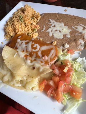 Cheese taco and beef enchilada