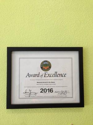 Award of Excellence 2016