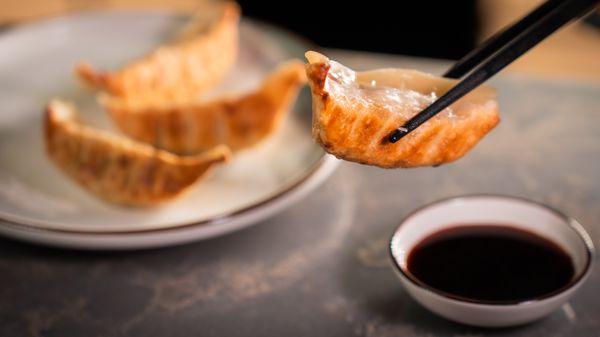 Pan fried pork dumpling.