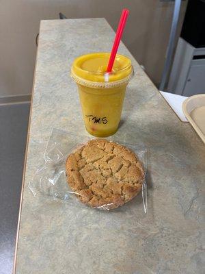 Tropical mango and peanut butter cookie.