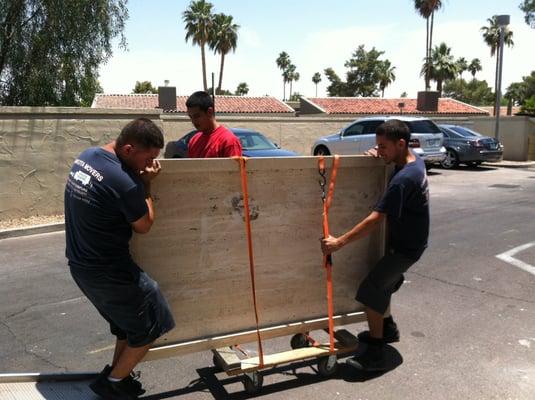 Stone table tops can be a very fragile to move.