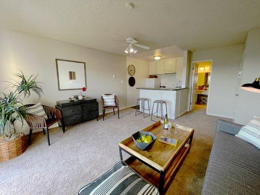 Studio Apartment at Paradise Gardens Apartments in Long Beach, California.