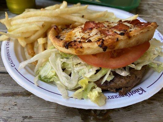 Petrified pizza burger