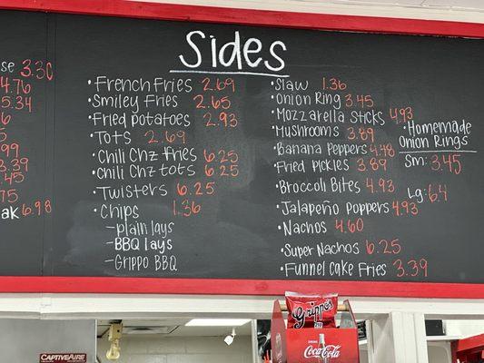 Sides menu