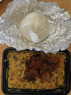 Egusi with Fufu and Beef