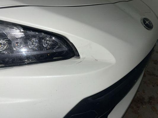 Bumper damage prior to repair