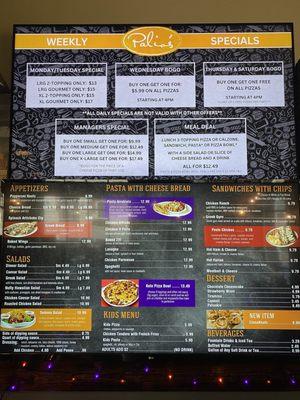 Menu and special offers