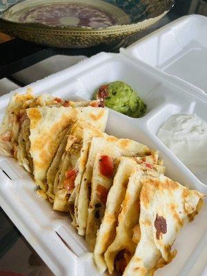 1/2 Chicken Fajita and 1/2 Shrimp Quesadilla