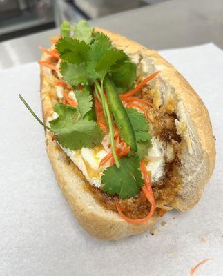 Vietnamese Meatballs and Fried Egg Banh Mi