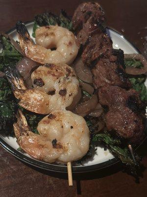 Sesame shrimp & Armenian Beef skewers