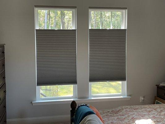 Blackout, Top-down bottom -up, cellular shades in Hushed Gray