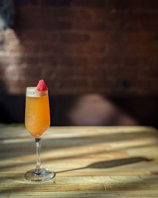 Mocktail Menu includes this Mango Peach Sparkler