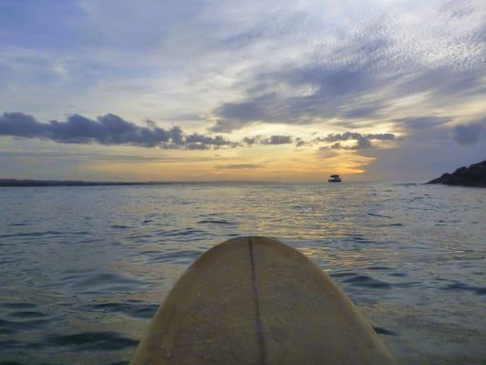 Sunset in Aguadilla, Puerto Rico as an afternoon surfing session comes to a close.