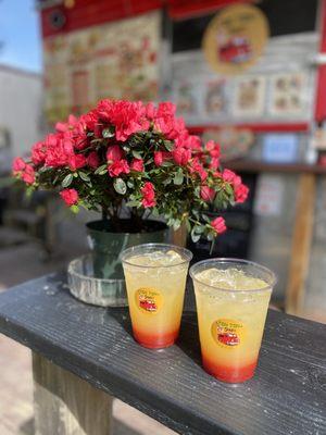 Lemonade with homemade strawberry purée